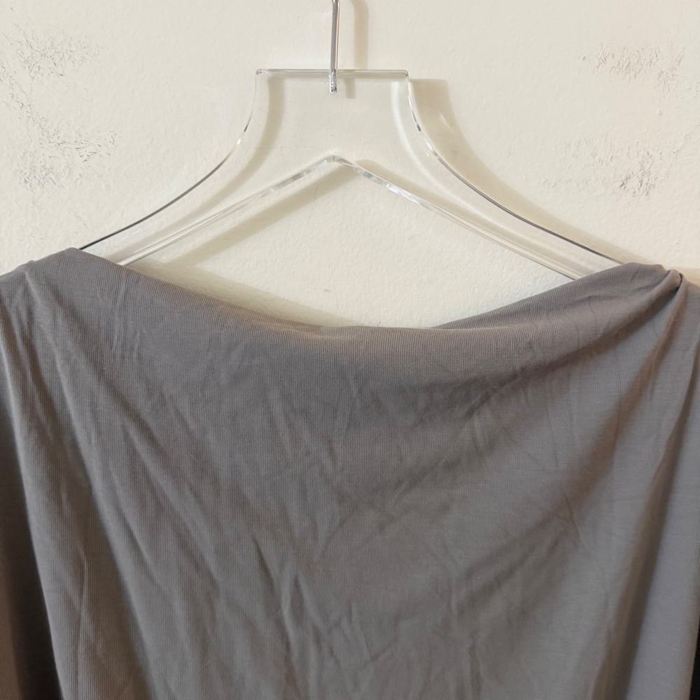 OGL Eco-SkinKiss Boatneck Flutter‎ Sleeve Side Tucked Long Tee gray large NWT - Picture 13 of 16